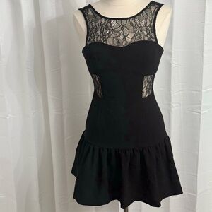 BCBGenteration Sleeveless Sheath After Five Dress, Lace Detail, Black, Size 6